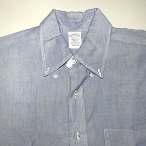 90s Brooks Brothers Makers Shirt 16.5 5 Pinpoint Oxford Slim Fit Blue USA